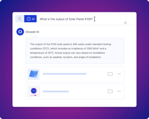 Showell's AI helping a sales person to find an accurate answer based on content in Showell