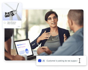 Sales representative and a buyer at a sales meeting