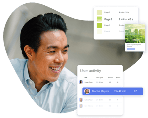 Sales leader looking at Showell's usage analytics: user activity and content activity
