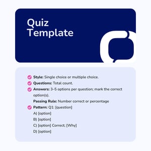 Quiz Template and Checklist